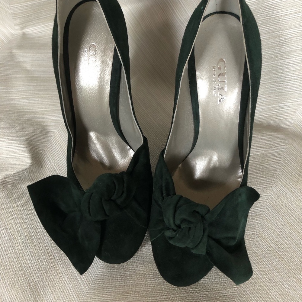 GUJA women heel shoe green 36.5 suede